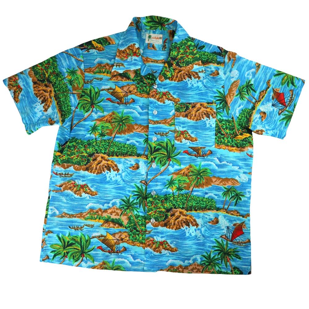 True Vintage 70s Waikiki 76 Bark Cloth Hawaiian Shirt